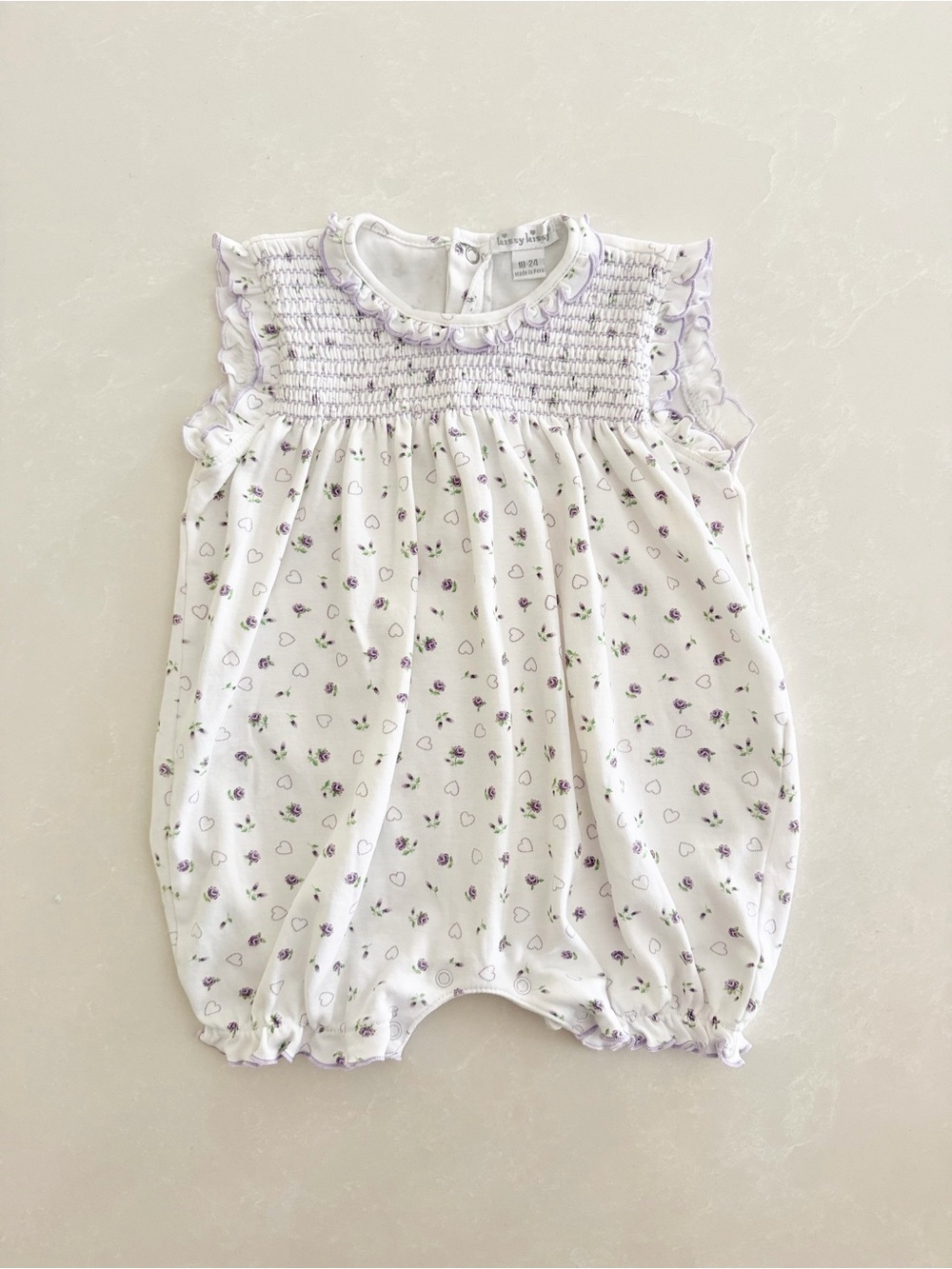 Kissy Kissy Baby Girl Smocked Bubble Romper • Size 18-24M
